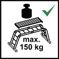 Stiger: Den maksimale belastning for platformselementer skal overholdes (maks. 150 kg) + symbol